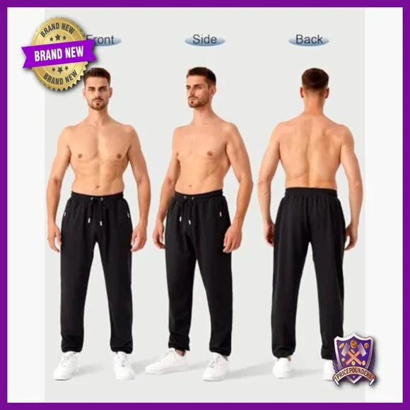 Men's Athletic Joggers with Zipper Pockets Slim Fit Sweatpants 5 Pack